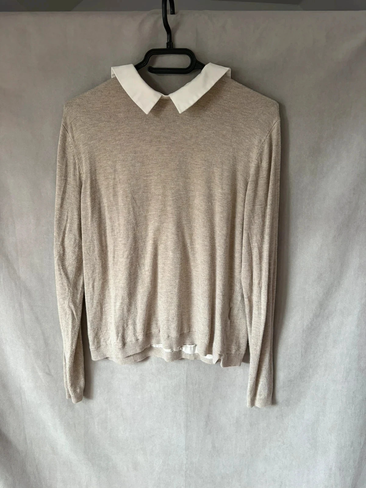 Pull beige col blanc gemo taille l